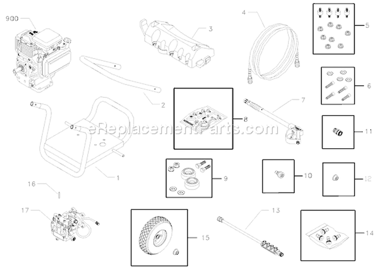 Page B Diagram and Parts List for 1903-0  Briggs and Stratton Pressure Washer